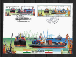 RARE 2018 Joint Iran And India, MIXED FDC IRAN WITH 2+2 STAMPS: Ports - Emissions Communes