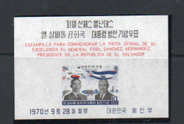 SOUTH KOREA- 1969 - VISIT OF EL SALVADOR PRESIDENT SOUVENIR SHEET  MINT NEVER HINGED,SG CAT £39 - Korea, South