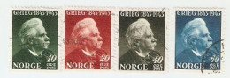 Sellos Usados Noruega. Yvert 249-252. Grieg 1845-1943. Noruega249-252 - Autres & Non Classés