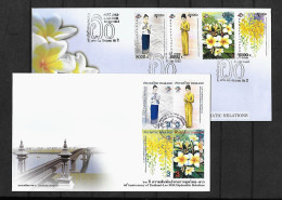 2011 Joint Laos And Thailand, BOTH FDC'S WITH 4 STAMPS: Thai And Laotian Ladies - Gemeinschaftsausgaben