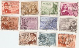 Sellos Usados Noruega. Yvert 293-303. Personajes Y Efemerides. Noruega293-303 - Sonstige & Ohne Zuordnung