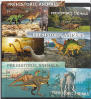 2005 St. Kitts Prehistoric Animals Dinosaurs Mammoths Complete Set Of 6 Sheets MNH - St.Kitts Und Nevis ( 1983-...)