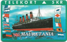 Denmark - KTAS - Ships (Green) - Mauretania - TDKP084 - 04.1994, 2.500ex, 5kr, Used - Denemarken