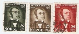 Sellos Usados Noruega. Yvert 273-275. Henrik Wergeland. Noruega273-275 - Autres & Non Classés