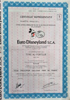 Euro Disneyland - Titre Au Porteur - 1983 - Certificat Sicovam - Tourismus