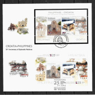 RARE 2018 Joint Croatia And Philippines, MIXED FDC WITH BOTH SOUVENIR SHEETS: Fortresses - Gemeinschaftsausgaben