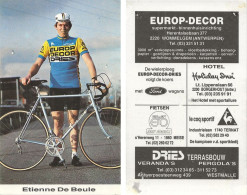 CARTE CYCLISME ETIENNE DE BEULE TEAM EUROP DECOR 1983 FORMAT 6,5 X 10,5 ( VIR PARTIE ARRIERE ) - Cycling