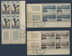 TAAF N° 3 + 4 + 5 Cote 126 € En Blocs De Quatre Avec Coin Daté Oblitérés Voir Description - Used Stamps