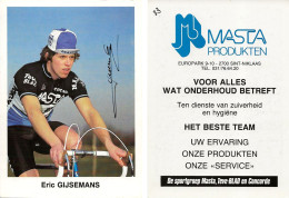 CARTE CYCLISME ERIC GIJSEMANS SIGNEE TEAM MASTA 1983 ( VIR PARTIE ARRIERE ) - Cyclisme