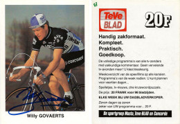 CARTE CYCLISME WILLY GOVAERTS SIGNEE TEAM MASTA 1983 ( VOIR PARTIE ARRIERE ) - Cyclisme
