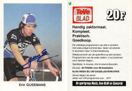 CARTE CYCLISME ERIC GIJSEMAN SIGNEE TEAM MASTA 1983 ( VOIR PARTIE ARRIERE ) - Cyclisme