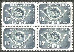 Canada UPU Cor Posthorn Globe Block/4 MNH ** Neuf SC (03-72e) - U.P.U.