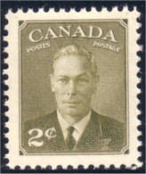Canada George VI 2c Olive Green MNH ** Neuf SC (03-05b) - Koniklijke Families