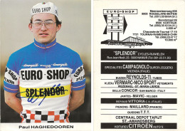 CARTE CYCLISME PAUL HAGUEDOOREN SIGNEE TEAM EURO SHOP 1983 - Ciclismo