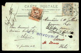 TIMBRE TAXE 10 CENT SUR CARTE DE FRANCE AFFRANCHIE A 5 CENTIMES - CACHET REFUSE RETOUR A L'ENVOYEUR VOYAGE LE 14.7.1906 - 1859-1959 Covers & Documents