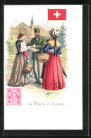 Lithographie La Poste En Suisse, Briefmarke  - Poste & Postini