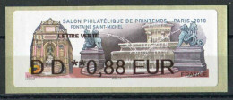 Timbre De Distributeur De 2019 "LETTRE VERTE DD **0,88 EUR - SALON PHILATELIQUE DE PRINTEMPS - PARIS" - 2010-... Vignette Illustrate