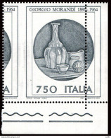 Giorgio Morandi Lire 750 Varietà Dentellatura Verticale Spostata - Variétés Et Curiosités