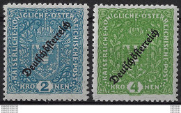 1918 Austria Aquila 2v. P 11,5 MNH Unificato  184a+187a - Sonstige & Ohne Zuordnung