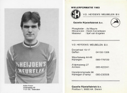 CARTE CYCLISME ADRIE KROON TEAM VAN DER HEIJDENS 1983 ( VOIR PARTIE ARRIERE ) - Cyclisme