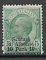 REGNO D'ITALIA LEVANTE  1909-1911 SCUTARI D'ALBANIA FRANCOBOLLI SOPRASTAMPATI SASS. 1 MLH  VF - Uffici D'Europa E D'Asia