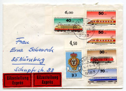 Germany, West 1975 Express / Eilzustellung Cover; Rottach-Egern To Nürnberg; Locomotives Semi-Postal Stamps - Lettres & Documents