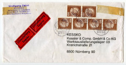 Germany, West 1987 Express / Eilzustellung Cover; Kaufbeuren To Nürnberg; 100pf. Coal Excavator Stamps X 6 - Lettres & Documents