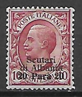 REGNO D'ITALIA LEVANTE  1909-1911 SCUTARI D'ALBANIA FRANCOBOLLI SOPRASTAMPATI SASS. 2 MLH VF - Bureaux D'Europe & D'Asie