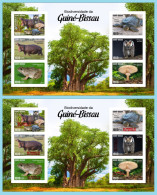 GUINEA BISSAU 2024 IMPERF MS 6V - REG & OVERPRINT - MUSHROOMS OWL OWLS FROG FROGS TURTLE TURTLES HIPPOPOTAMUS BAOBAB MNH - Grenouilles