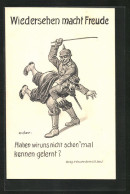 AK Deutscher Soldat Versohlt Den Hintern Eines Feindes, Propaganda 1. Weltkrieg  - War 1914-18