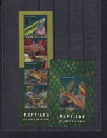 St Kitts - 2014 - Reptiles Of Caribbean -  Lizards - Yv 1636/39 + Bf 139 - Other & Unclassified