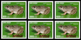 GUINEA BISSAU 2024 SET 6V - REG & OVERPRINT - FROG FROGS GRENOUILLES - BIODIVERSITY - WILDLIFE WORLD DAY - MNH - Kikkers