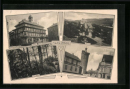 AK Vacha /Rhön, Ortsansicht Mit Rathaus, Alte Mühle, Bahnhof Und Alter Turm  - Vacha