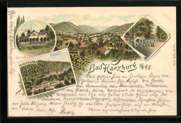 Vorläufer-Lithographie Bad Harzburg, 1895, Kurhaus, Sennhütte, Ortsansicht Aus Der Vogelschau  - Bad Harzburg