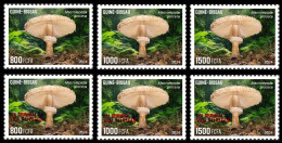 GUINEA BISSAU 2024 SET 6V - REG & OVERPRINT - MUSHROOMS CHAMPIGNONS - BIODIVERSITY - WILDLIFE WORLD DAY - MNH - Pilze