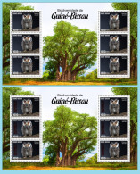 GUINEA BISSAU 2024 MS 6V - REG & OVERPRINT - OWL OWLS HIBOU HIBOUX - BIODIVERSITY - WILDLIFE WORLD DAY - MNH - Eulenvögel