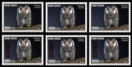 GUINEA BISSAU 2024 SET 6V - REG & OVERPRINT - OWL OWLS HIBOU HIBOUX - BIODIVERSITY - WILDLIFE WORLD DAY - MNH - Uilen