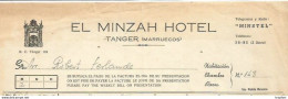 Old Invoice / Lettre Facture Ancienne 1942 EL MINZAH HOTEL Tanger Marruecos MAROC - Autres & Non Classés