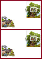 GUINEA BISSAU 2024 FDC MS 1V - REG & OVERPRINT - MUSHROOMS OWL OWLS FROG FROGS TURTLE TURTLES HIPPOPOTAMUS BAOBAB - Grenouilles