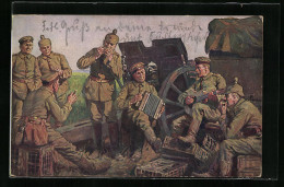 AK Deutsche Artilleristen Beim Musizieren  - War 1914-18