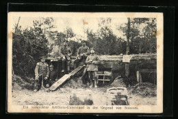AK Ein Versteckter Artillerie-Unterstand In Der Gegend Von Soissons  - War 1914-18