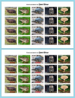 GUINEA BISSAU 2024 IMPERF SHEET 20V - REG & OVERPRINT - MUSHROOMS OWL OWLS FROG FROGS TURTLE TURTLES HIPPOPOTAMUS - MNH - Grenouilles