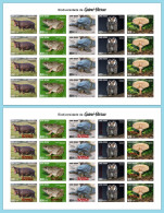 GUINEA BISSAU 2024 IMPERF SHEET 20V - REG & OVERPRINT - MUSHROOMS OWL OWLS FROG FROGS TURTLE TURTLES HIPPOPOTAMUS - MNH - Frogs