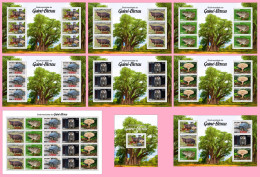 GUINEA BISSAU 2024 FULL PACK 9 M/S - OVERPRINT ONLY - MUSHROOMS OWLS FROG FROGS TURTLE TURTLES HIPPOPOTAMUS BAOBAB MNH - Frösche