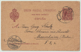 ESPAGNE / ESPAÑA - 1897 Fechador MADRID / (1) Sobre Postal 10c Carmin/anteado Ed.31 A MANNHEIM, Alemania - Brieven En Documenten