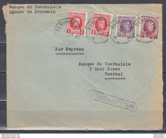 Expres Brief Met Telegraafstempel Peruwelz Naar Tournai - 1922-1927 Houyoux