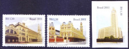 Brazil 2011 MNH 3v, Train Railway Station, Architecture - Eisenbahnen