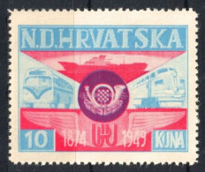 Croatia NDH Yugoslavia EXILE Cinderella 1949 MNH, UPU Bus Train Railways - Eisenbahnen