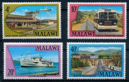Malawi 1977 MNH 4v, Transport, Airport, Planes, Bridge, Train, Traffic - Trains