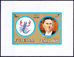 Fujeira 1973 MNH Imperf MS, Zodiac Sign, General De Gaulle, French General & Statesman - De Gaulle (Général)